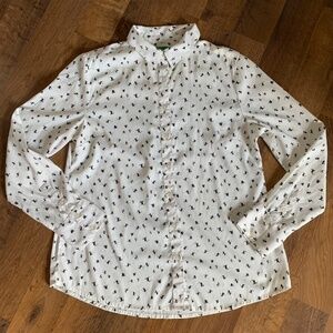 Ski Print Button-Down Top